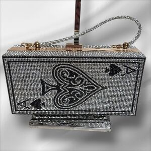 Ace of Spades Silver and Black Clutch